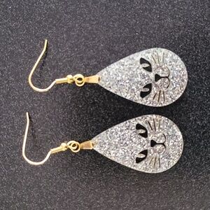 Earrings Handmade Cat Face 2 1/2"